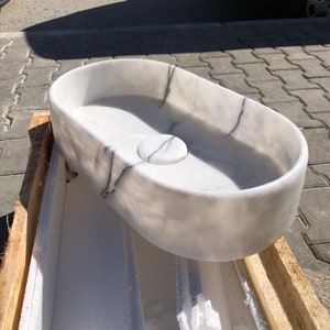 Elegant Bathroom Sink Wall Mount Marble Sink Marble Bathroom Sink Powder Room Sink Top Natural Stone Carrara Marble Sink Custom Vanity
