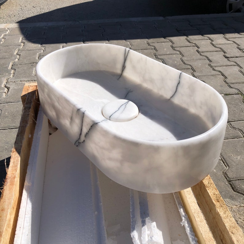 Elegant Bathroom Sink Wall Mount Marble Sink Marble Bathroom Sink Powder Room Sink Top Natural Stone Carrara Marble Sink Custom Vanity