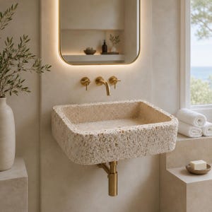Chiseled Travertine Vanity
