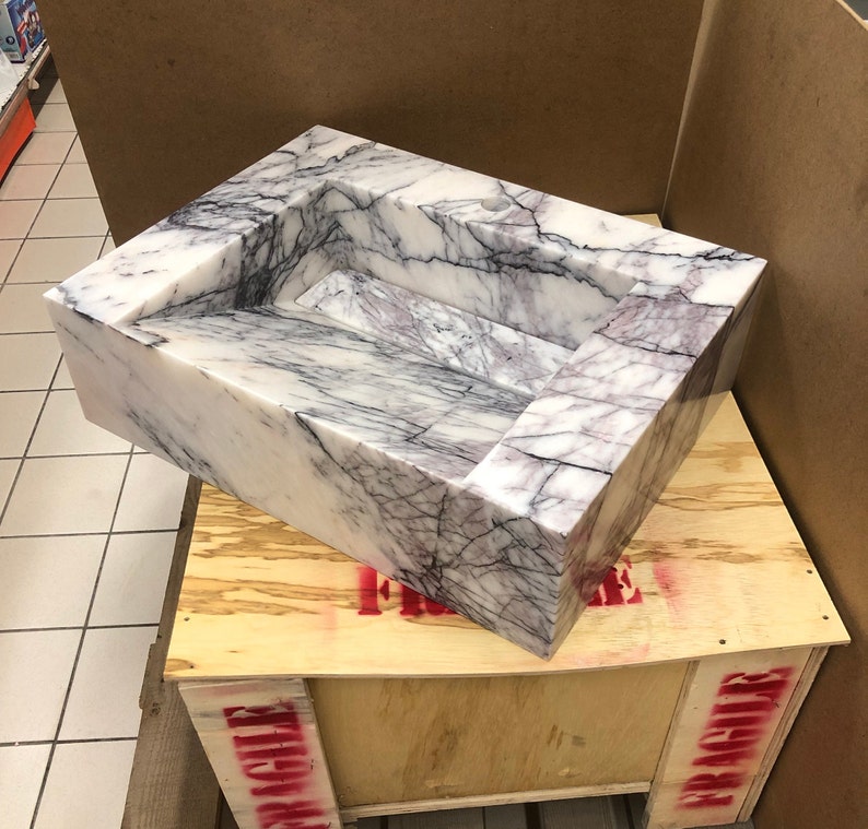 Elegant Bathroom Sink Wall Mount Marble Sink Marble Bathroom Sink Powder Room Sink Top Natural Stone Lilac Marble Sink Custom Vanity