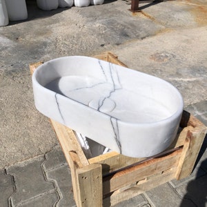 Elegant Bathroom Sink Wall Mount Marble Sink Marble Bathroom Sink Powder Room Sink Top Natural Stone Carrara Marble Sink Custom Vanity