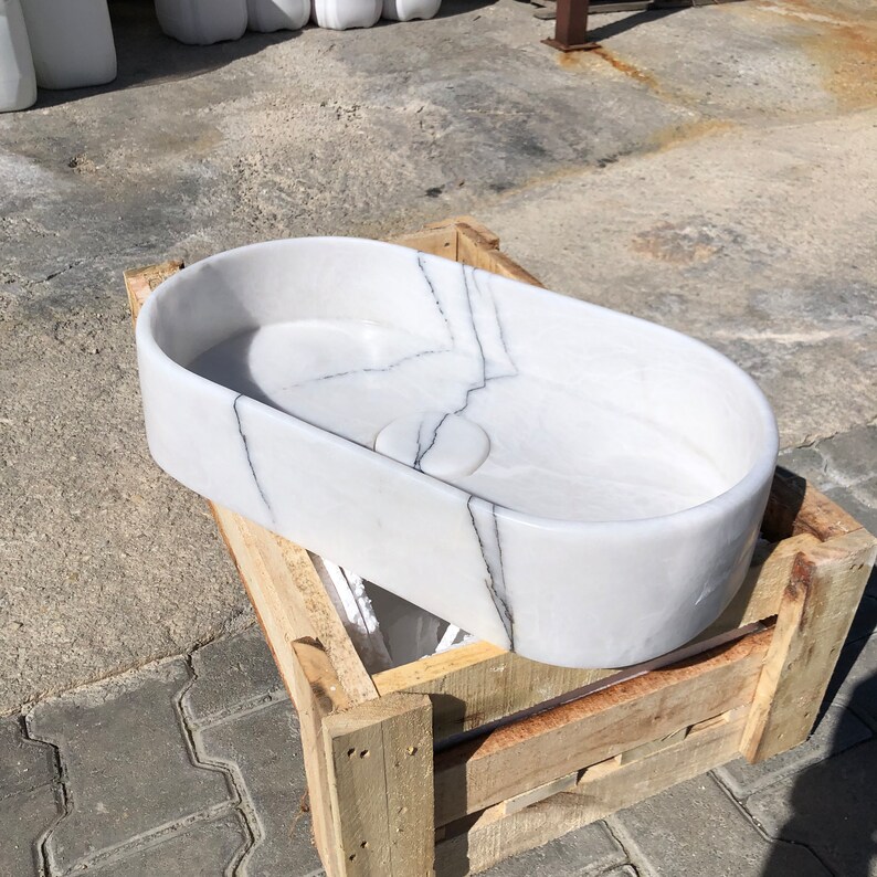 Elegant Bathroom Sink Wall Mount Marble Sink Marble Bathroom Sink Powder Room Sink Top Natural Stone Carrara Marble Sink Custom Vanity