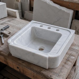 Luxury Carrara Marble Sink, Viola Premium Hand Carved Marble Wash Basin, Custom Size High Quality Bathroom Vanity