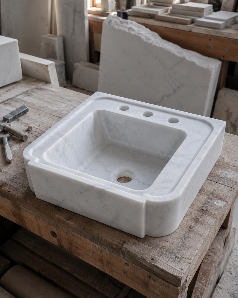 Luxury Carrara Marble Sink, Viola Premium Hand Carved Marble Wash Basin, Custom Size High Quality Bathroom Vanity