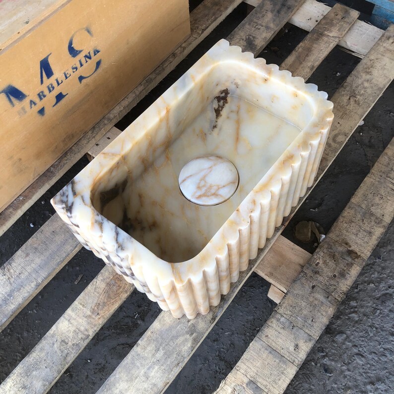 Elegant Bathroom Sink Wall Mount Marble Sink Marble Bathroom Sink Powder Room Sink Top Natural Stone Calacatta Marble Sink Custom Vanity