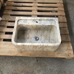 Calacatta Viola Marble Fluted Sink Wall Mount Marble Sink Marble Bathroom Sink Powder Room Sink Custom Vanity Top Natural Stone Marble Sink