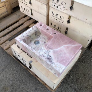 Luxury Lilac Marble Sink, Handcrafted for Bathrooms & Kitchens, Natural Stone Vanity, Unique Modern Design, Countertop - Wall Mount Options