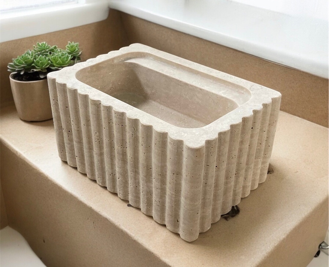 Travertine Sink: Wall Mount Bathroom Vessel Vanity Luxury Sink