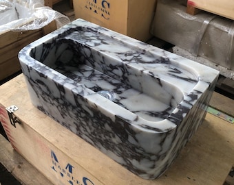 Calacatta Viola Marble Sink: Wall Mount Bathroom Vanity, Natural Stone by MarbleSinkCo