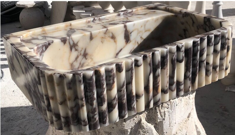 Calacatta Viola Marble Sink, Stone Sink, Hand Carved Sink, Marble Sink, Round Corner, Wall Sink, Special Order Sink, Sink Vanity