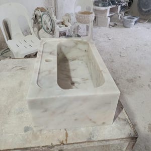 Calacatta Viola Marble Sink Wall Mount Marble Sink Marble Bathroom Sink Powder Room Sink Custom Vanity Top Natural Stone Marble Sink