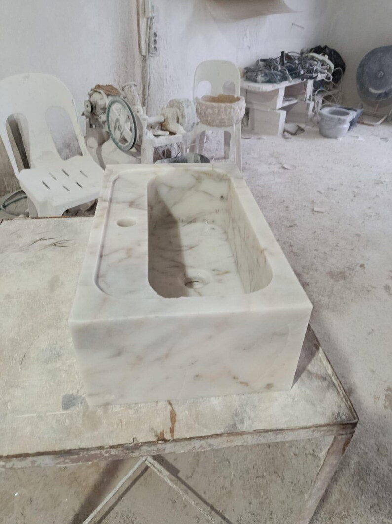 Calacatta Viola Marble Sink Wall Mount Marble Sink Marble Bathroom Sink Powder Room Sink Custom Vanity Top Natural Stone Marble Sink