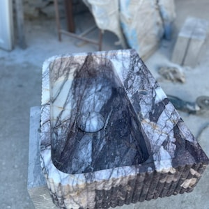 Elegant Bathroom Sink Wall Mount Marble Sink Marble Bathroom Sink Powder Room Sink Top Natural Stone Carrara Marble Sink Custom Vanity