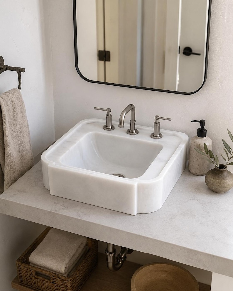 Luxury Carrara Marble Sink, Viola Premium Hand Carved Marble Wash Basin, Custom Size High Quality Bathroom Vanity