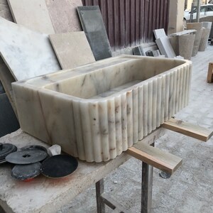 Calacatta Viola Marble Sink, Stone Sink, Hand Carved Sink, Marble Sink, Round Corner, Wall Sink, Special Order Sink, Sink Vanity