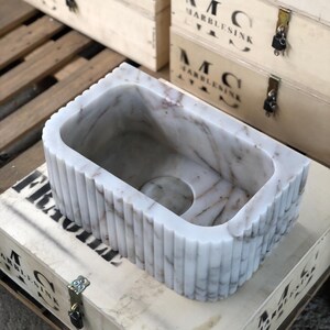 Elegant Bathroom Sink Wall Mount Marble Sink Marble Bathroom Sink Powder Room Sink Top Natural Stone Calacatta Marble Sink Custom Vanity
