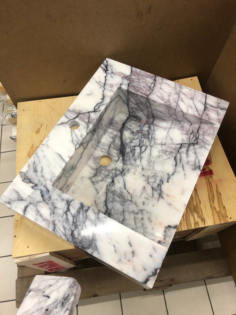 Elegant Bathroom Sink Wall Mount Marble Sink Marble Bathroom Sink Powder Room Sink Top Natural Stone Lilac Marble Sink Custom Vanity