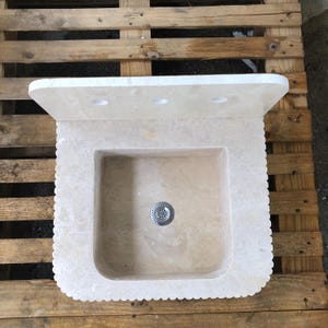 Ready To Ship - Luxury Travertine Marble Sink - Blast Cut Marble Sink - Hand Carved Travertine Bathroom Sink - Natural Edge Wash Basin