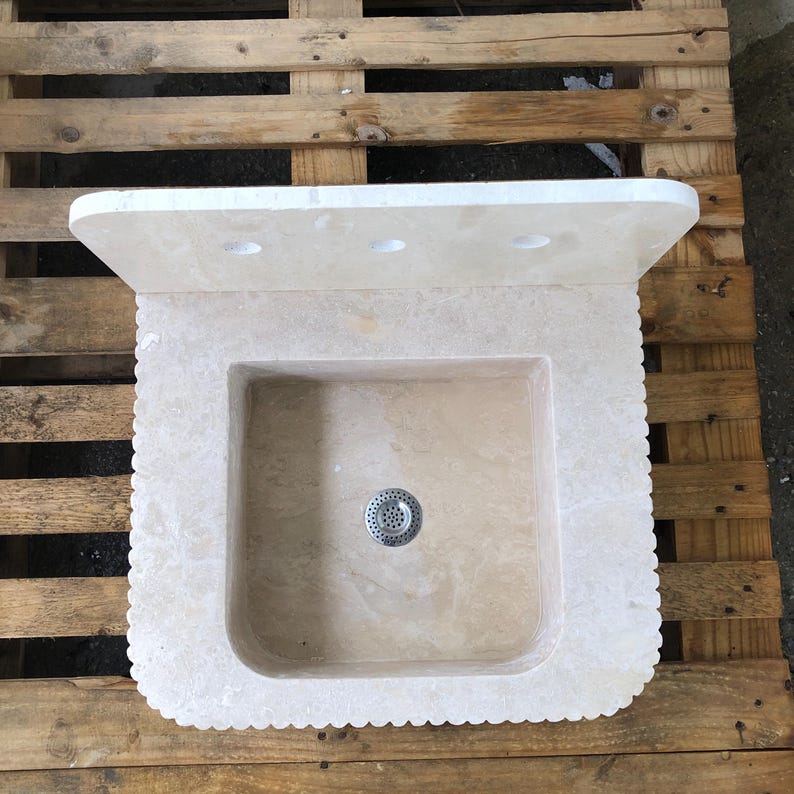 Ready To Ship - Luxury Travertine Marble Sink - Blast Cut Marble Sink - Hand Carved Travertine Bathroom Sink - Natural Edge Wash Basin