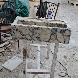 Calacatta Marble Bathroom Sink  Custom Floating Wall Mounted Luxury Basin