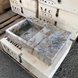 Luxury Lilac Marble Sink, Handcrafted for Bathrooms & Kitchens, Natural Stone Vanity, Unique Modern Design, Countertop - Wall Mount Options