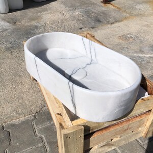Carrara Marble Wall Sink, Fluted Stone Basin, Small Powder Room Vanity, Custom Bathroom Sink by MarbleSinkCo
