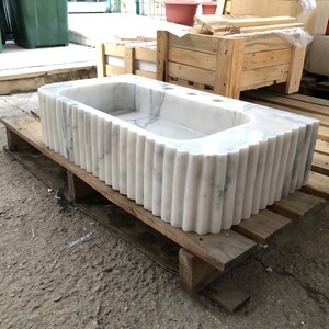 White Marble Sink - Marble Bathroom Sink Powder Room Sink Top Natural Stone Sink Carrara Marble Sink Custom Vanity Elegant Bathroom Vanity