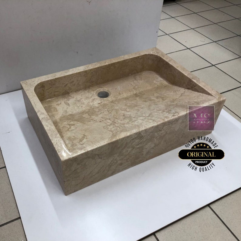 Emperador Marble Sink Custom Order Stone Washbasin Marble Vessel Sink  Wall Mount Sink  Marble Vanity Sink  Bathroom Vanity