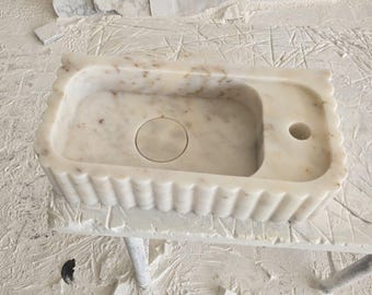Calacatta Viola Marble Sink Basin: Antique Stone Powder Room Washbasin by MarbleSinkCo