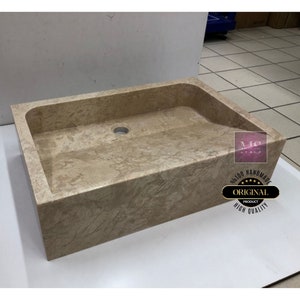 Emperador Marble Sink Custom Order Stone Washbasin Marble Vessel Sink  Wall Mount Sink  Marble Vanity Sink  Bathroom Vanity