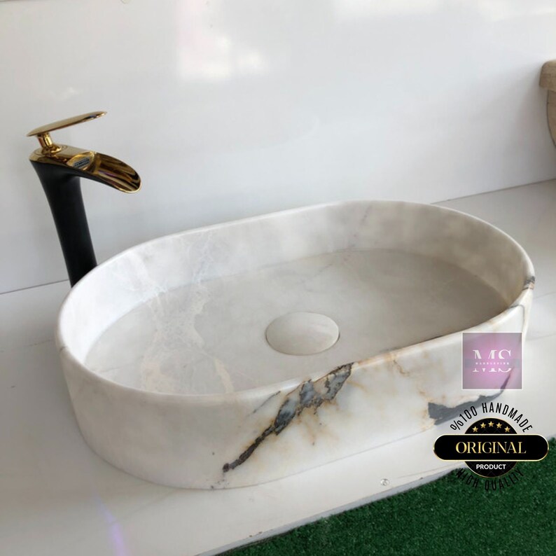 Modern Bathroom Vanity - Luxurious & Durable - Customizable Antique Marbel Sink image 7