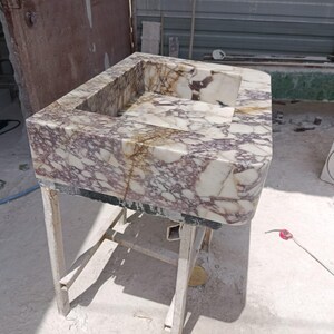 Calacatta Marble Sink – Hand-Carved Rectangular Vanity – Floating or Countertop Installation – Luxury Bathroom Centerpiece