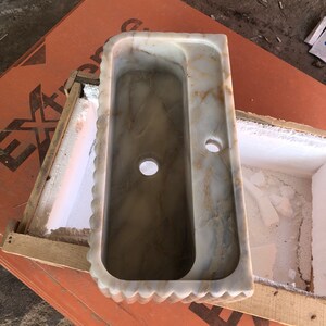 Calacatta Viola Marble Sink, Stone Sink, Hand Carved Sink, Marble Sink, Round Corner, Wall Sink, Special Order Sink, Sink Vanity