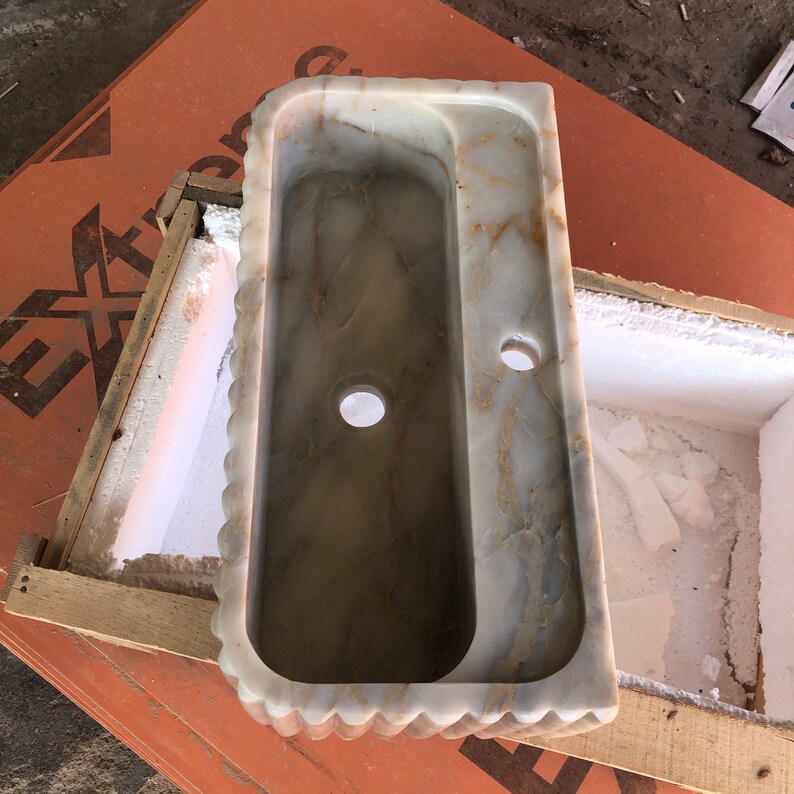 Calacatta Viola Marble Sink, Stone Sink, Hand Carved Sink, Marble Sink, Round Corner, Wall Sink, Special Order Sink, Sink Vanity
