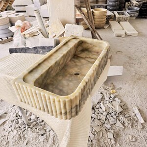 Custom Size Handcarved Calacatta Viola Marble Sink, Perfect for Bathroom Vanities or as a Vessel Sink, Luxurious Marble Sink Custom Vanity