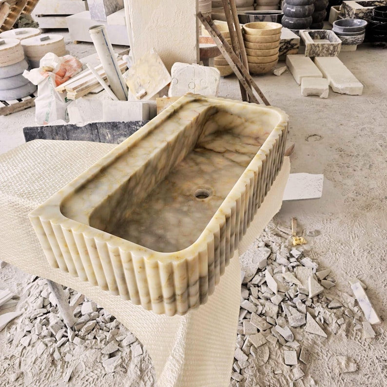 Custom Size Handcarved Calacatta Viola Marble Sink, Perfect for Bathroom Vanities or as a Vessel Sink, Luxurious Marble Sink Custom Vanity