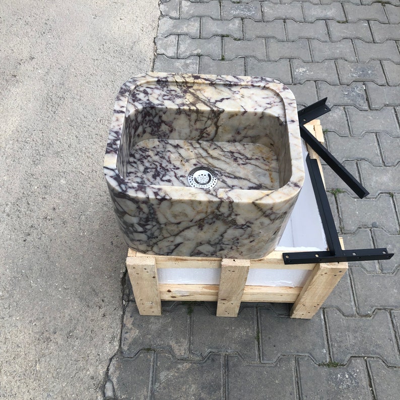Marble Vessel Sink, Handmade, Marble Sink, Stone Sink, Rectangle Design with or without Faucet Hole, Sleek and Modern Washbasin for Bathroom