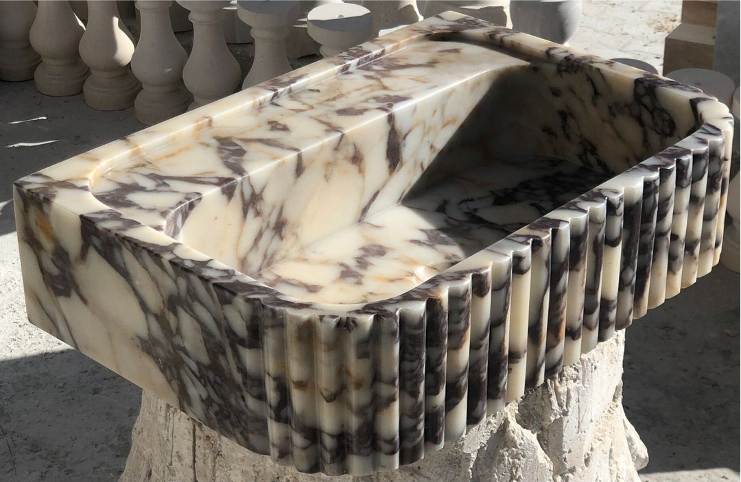 Calacatta Marble Sink: Wall Mount Bathroom Vanity