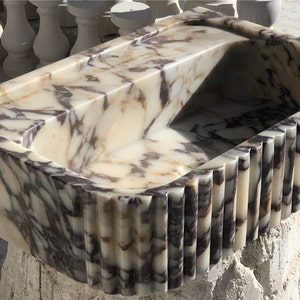 Calacatta Marble Sink: Wall Mount Bathroom Vanity by MarbleSinkCo