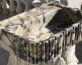Calacatta Marble Sink: Wall Mount Bathroom Vanity
