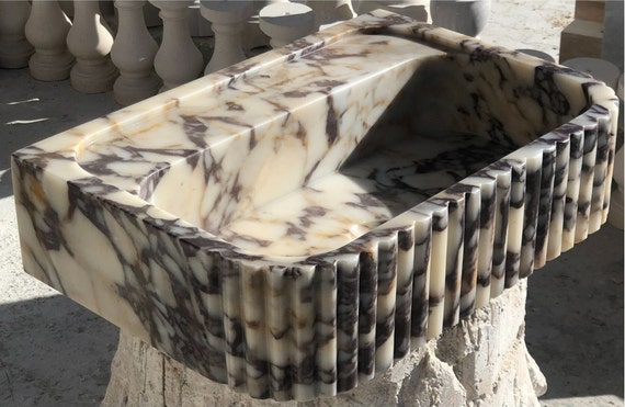 Calacatta Marble Sink: Wall Mount Bathroom Vanity