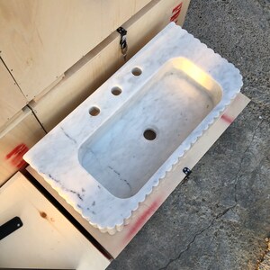 Elegant Bathroom Sink Wall Mount Marble Sink Marble Bathroom Sink Powder Room Sink Top Natural Stone Carrara Marble Sink Custom Vanity