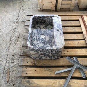 Elegant Bathroom Sink Wall Mount Marble Sink Marble Bathroom Sink Powder Room Sink Top Natural Stone Calacatta Marble Sink Custom Vanity Calacatta Viola Marble Sink: Handcrafted Wall Mount Bathroom Vanity Farmhause Sink