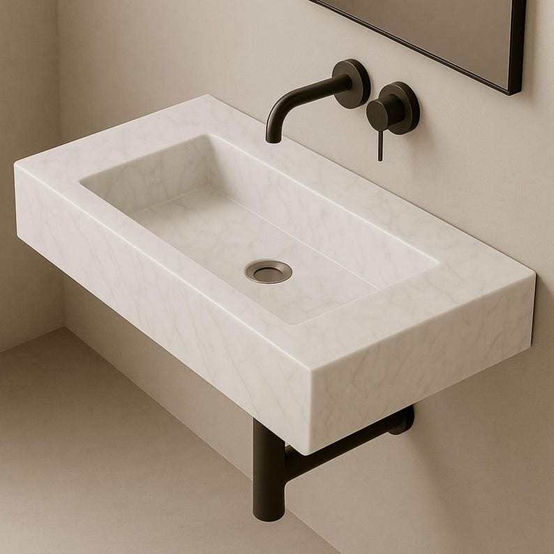 carrara marble sink,hand carved sink,wall mount sink,vanity top sink,custom marble sink,half polished sink,luxury bathroom,bathroom basin,stone vanity,powder room sink,artisan sink,natural stone sink,marble bathroom