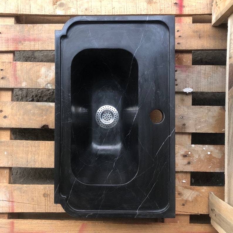 Black Marble Sink, Stone Sink, Hand Carved Sink, Marble Sink, Round Corner, Wall Sink, Special Order Sink, Sink Vanity