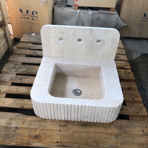 Ready To Ship - Luxury Travertine Marble Sink - Blast Cut Marble Sink - Hand Carved Travertine Bathroom Sink - Natural Edge Wash Basin