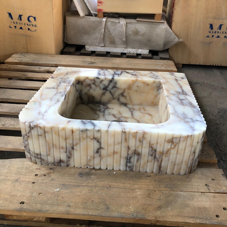 Calacatta Viola Marble Sink | Custom Order | Powder Room Sink | Wall Mounted Sink