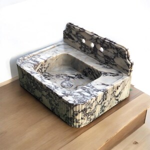 Calacatta Viola Marble Sink, Grooved Front, Hand Carved Sink, Marble Sink, Round Corner, Wall Sink, Special Order Sink, Sink Vanity
