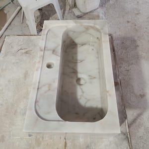 Calacatta Viola Marble Sink Wall Mount Marble Sink Marble Bathroom Sink Powder Room Sink Custom Vanity Top Natural Stone Marble Sink