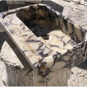 Calacatta Viola Marble Sink, Stone Sink, Hand Carved Sink, Marble Sink, Round Corner, Wall Sink, Special Order Sink, Sink Vanity